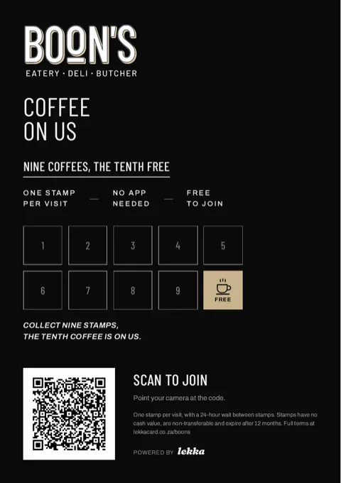 Counter card designed for Boon's, deli and butcher