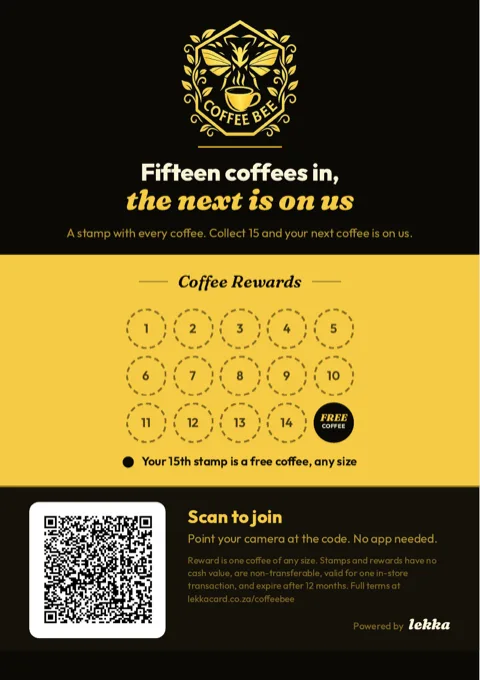 Counter card designed for Coffee Bee, coffee shop