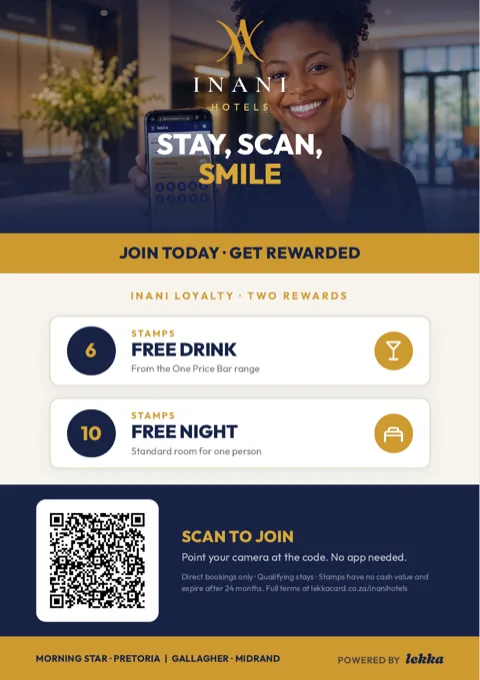 Counter card designed for Inani Hotels, hotel group