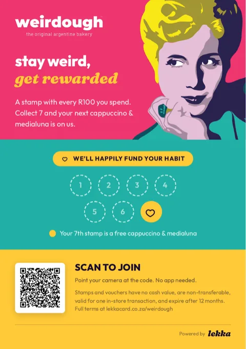 Counter card designed for Weirdough, bakery