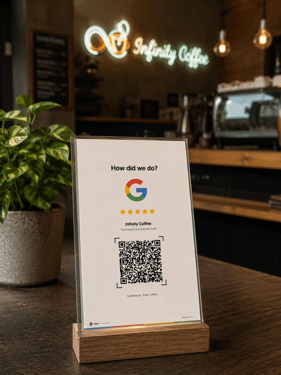 A customer leaving a five-star Google review on their phone