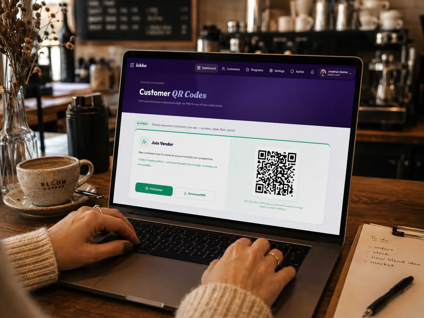 Printing a Lekka QR code to display on the counter